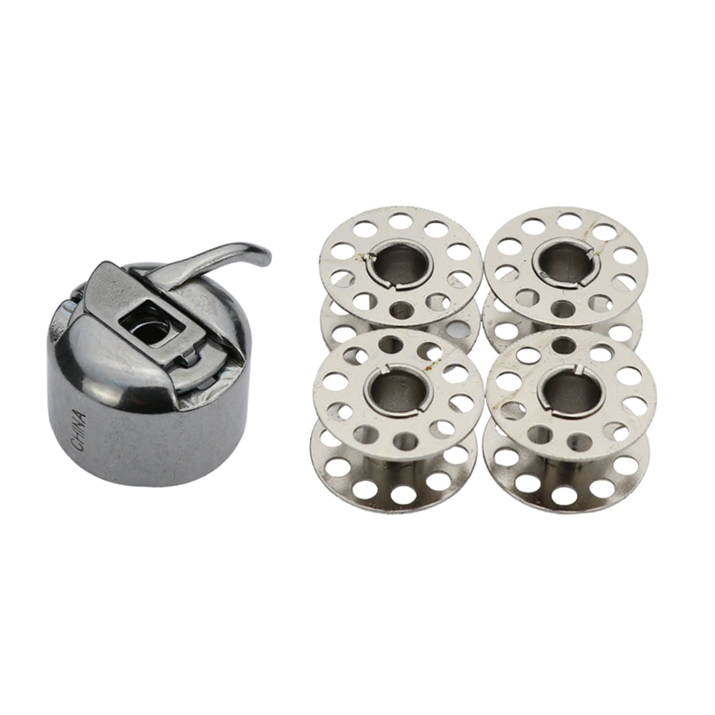 8 Pieces Sewing Machine Bobbin Case Stainless Steel Bobbin Case and 8 Pieces Sewing Machine Bobbins Metal Bobbins Accessories Parts for Front Loading Class 15 Machines 