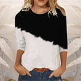 thumbnail image 2 of Dazajoo 3/4 Sleeve Shirts for Women Loose Fit Plus Size Color Block Blouses Womens Round Neck Summer Tee Tops 2024 Trendy Going Out Tunics,White,XXL, 2 of 3