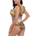 thumbnail image 2 of Naloa Vintage Wildlife Protection Print Women One Piece Swimsuits Tummy Control Bathing Suit Ruffle V Neck Swimwear Slimming Monokini, 2 of 5