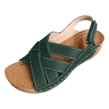

Ramiter Womens Shoes Sandals for Women Flat Sandals Summer Ankle Strap Thong Sandals Beaded Sandals Beach Flip Flops Green