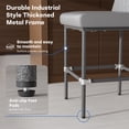 thumbnail image 2 of Genpo Counter Height Bar Stools Set of 2, 26" Industrial Kitchen Counter Height Stools with Back, Gray Leather Barstools with Padded Seat and Painted Metal Frame for Kitchen Island, 2 of 9