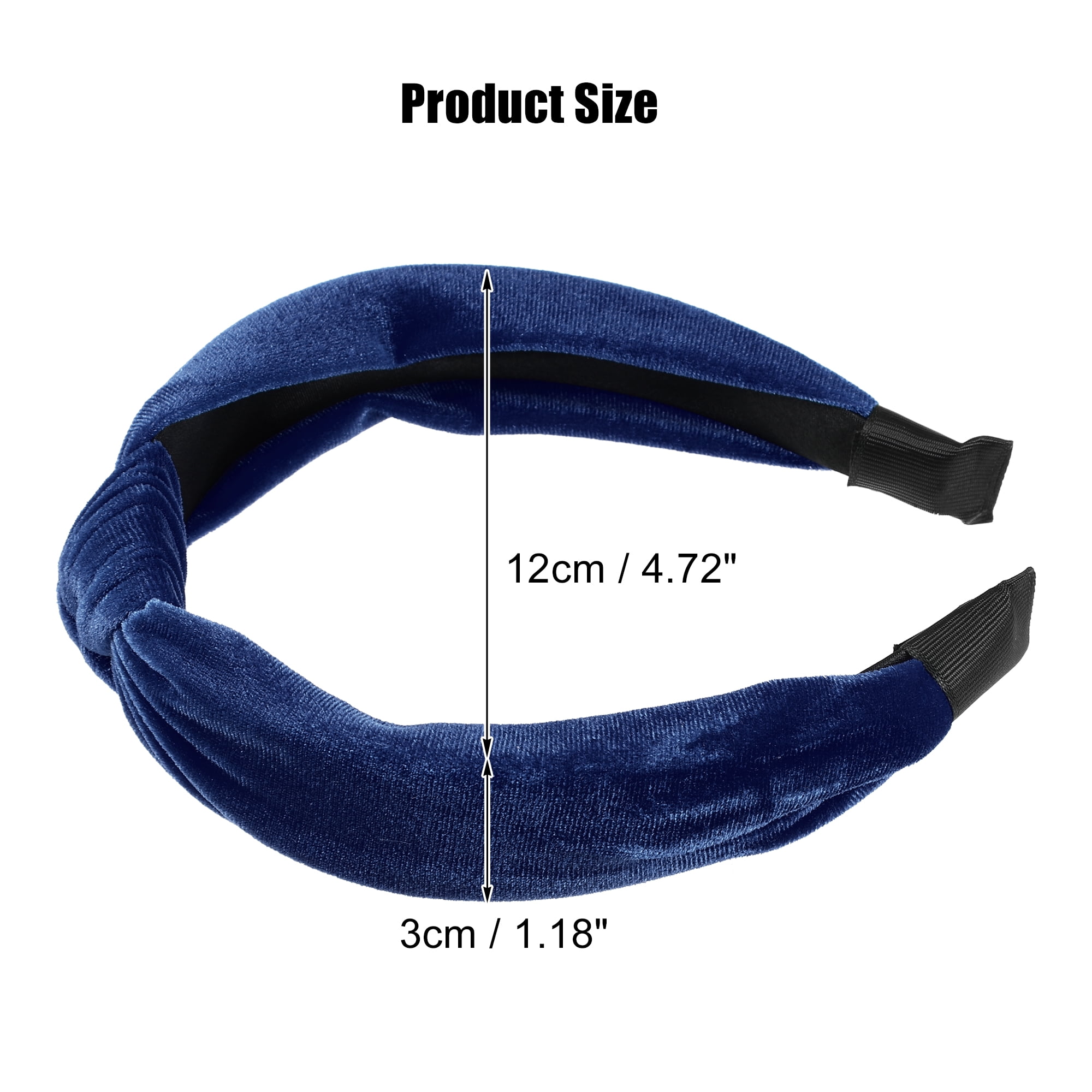Unique Bargains Velvet Knotted Headbands Hairband for Women 1.2 Inch Wide Navy Blue