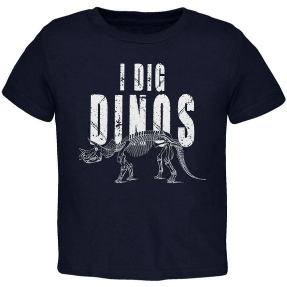 Paleontologist I Dig Dinos Dinosaur Fossil Bones Triceratops Toddler T Shirt Navy 2T
