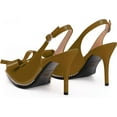 thumbnail image 5 of Women's Sexy Slingbacks Bow Stiletto Heels Closed Pointed Toe Pumps Bead Buckle Strap High Heels Dress Shoes, 5 of 11