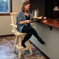 thumbnail image 6 of Sunnydaze Square Slat Back Rustic Log Cabin Style Bar Stool, Unfinished, 6 of 9