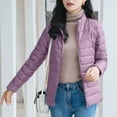 thumbnail image 5 of Hueook Womens Winter Coats Women's Puffer Jacket Long Sleeve Stand Collar Zip Up Quilted Down Coat Winter with Pockets Purple 4X, 5 of 6