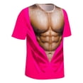 thumbnail image 5 of KIHOUT Summer Mens T-Shirts, Men's Fashion Muscular Men Print Fashion Fitness Round Neck Short Sleeve T-Shirt Hot Pink 2XL, 5 of 5