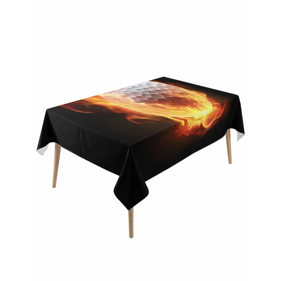 Golf Ball Table Cloth, Waterproof Tablecloth for Rectangle Tables, Sport Modern Glowing Burning Classic Art Reusable Washable Fabric Table Cover for Restaurant Kitchen Dining Tables 54"x108"