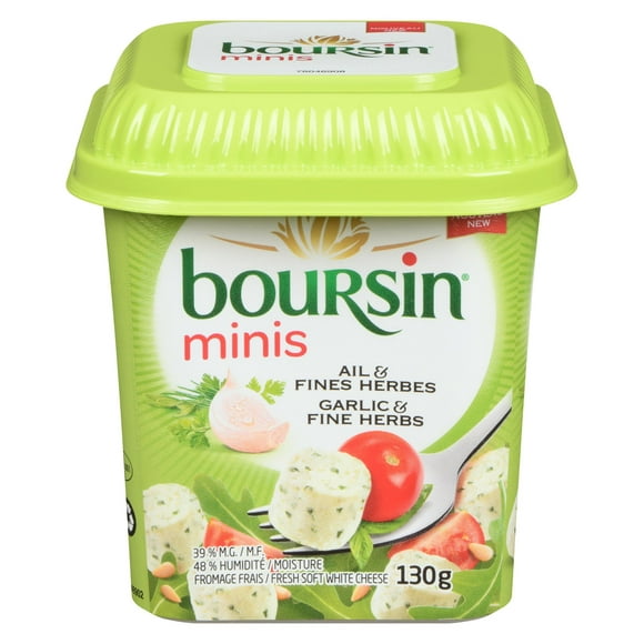 Boursin Minis Garlic & Fine Herbs, Fresh soft white cheese bites 130 g