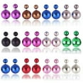 thumbnail image 2 of U8MO 5 Pairs Metallic Color Acrylic Double Side Front and Back Post Ear Stud Earrings-Metallic Hot Pink, 2 of 9