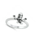 thumbnail image 4 of Creepy Big Skull Skeleton Ring .925 Sterling Silver Band Jewelry Female Male Unisex Size 5, 4 of 4