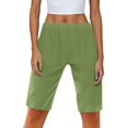 thumbnail image 5 of RYRJJ Bermuda Shorts for Women Knee Length Elastic Waist Drawstring Loose Wide Leg Shorts Summer Casual Beach Short Pants with Pockets(Green,XXL), 5 of 9