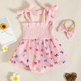 thumbnail image 3 of GYRATEDREAM Newborn Baby Girls Summer Romper Dress with Headband Infant Toddler Print Princess Party Tulle Romper Dress Pale Pinkish Pink for 0-12 Months, 3 of 5