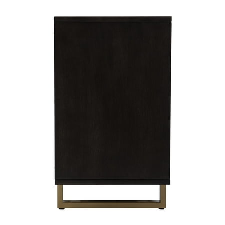 SEI - Wilconia Electric Media Fireplace w/ Carved Details - Dark brown, natural, and gold finish