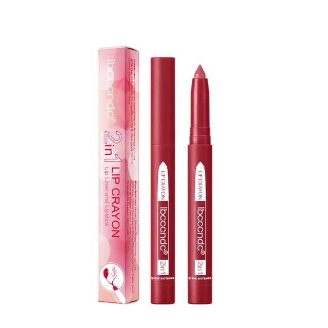 Delineador de labios dos en uno, lápiz labial rojo mate, delineador de labios giratorio, 1 g