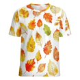 thumbnail image 5 of Autumn Harvest Maple Leaves Thanksgiving Women's Short Sleeve T-Shirt Crew Neck Casual Summer Trendy Loose Fit Tops, 5 of 6