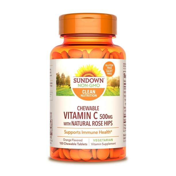 Sundown Naturals Vitamin C 500 Mg Orange W Rose Hips 100 Chewable Tablets Walmart Com