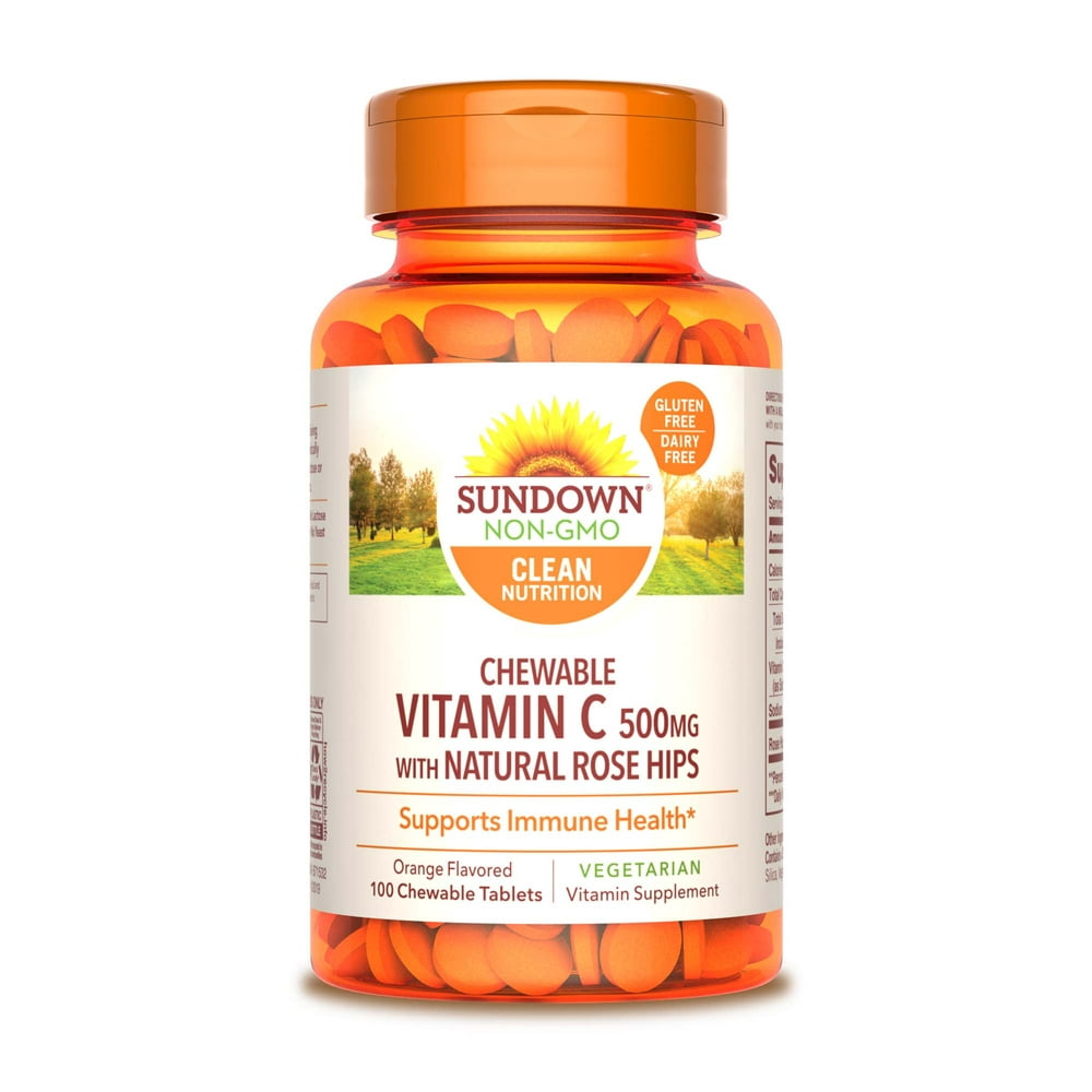 Sundown Naturals® Vitamin C 500 mg Orange w/ Rose Hips, 100 Chewable