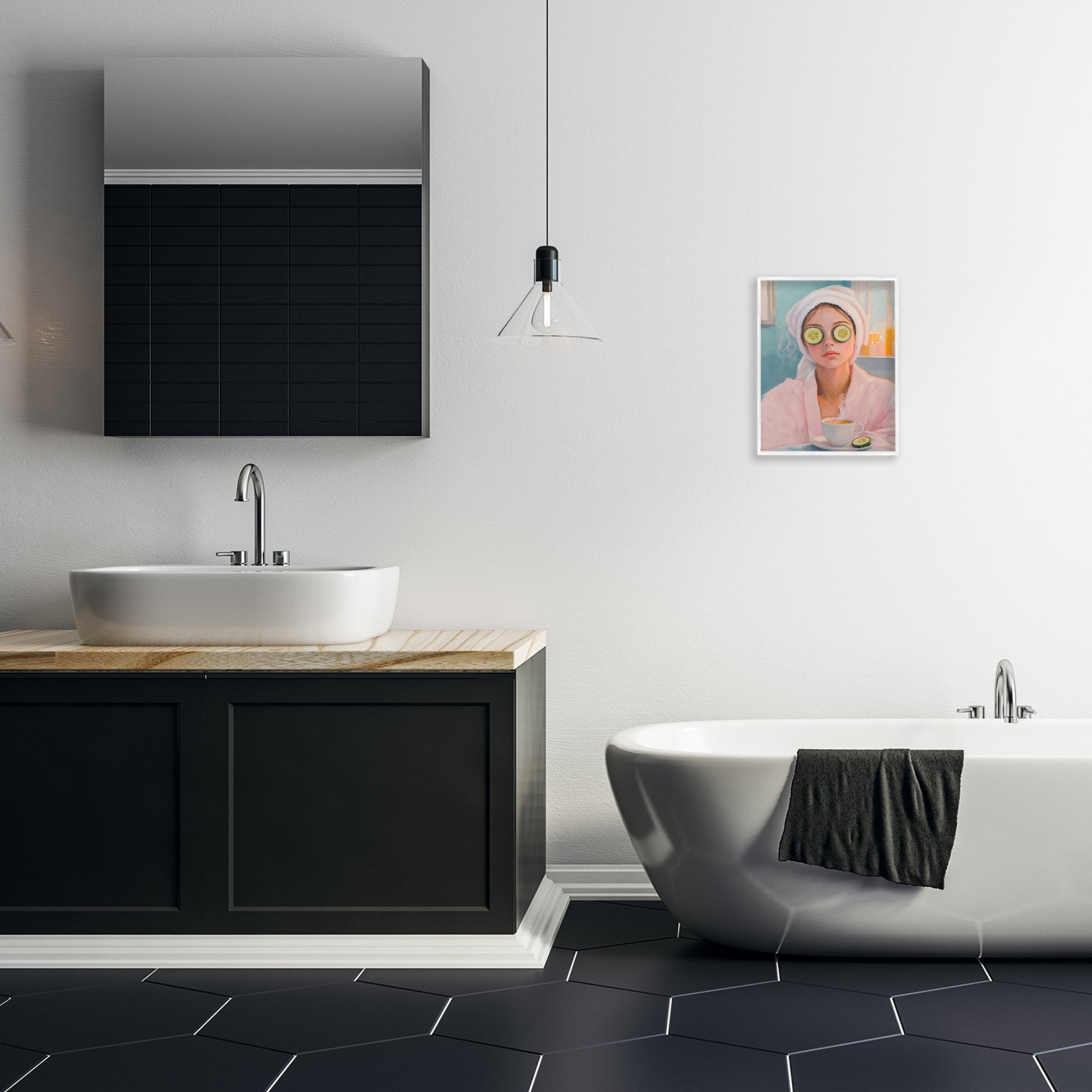 Stupell Industries Spa Day Cucumber Self Care White Framed Giclee Art, design by The Prints Vibe