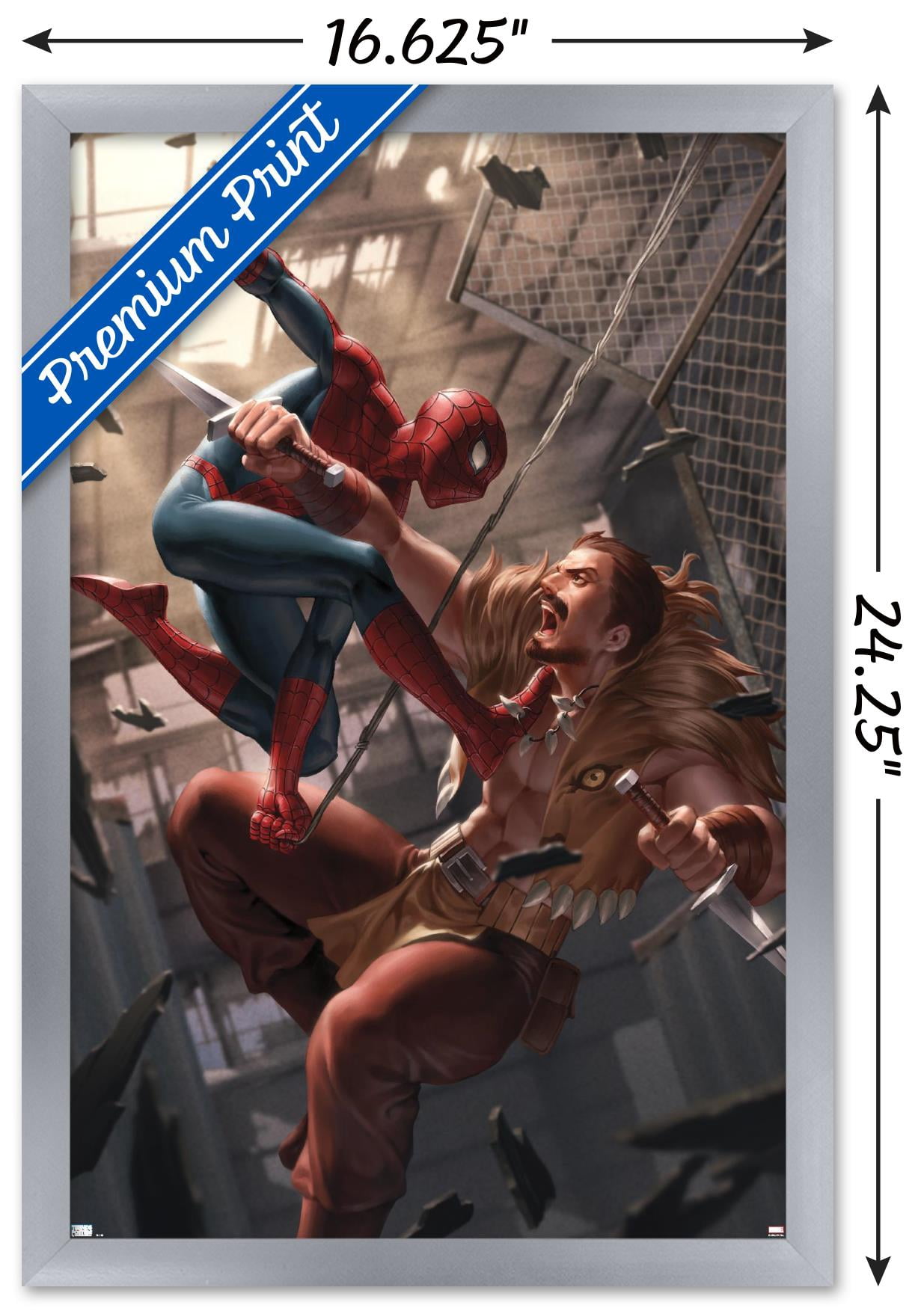 Marvel Comics - Spider-Man - Battle with Kraven Wall Poster, 14.725" x 22.375", Framed