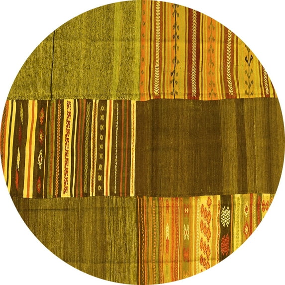Ahgly Company Indoor Round Southwestern Yellow Country Area Rugs, 4' Round