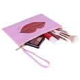 thumbnail image 4 of Ruby + Cash Glitter Lips Makeup Bag Cosmetic Pouch with Wristlet, Pink, 4 of 9