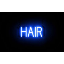 SpellBrite HAIR LED Sign for Business. 14.7" x 6.3" Blue HAIR Sign Has Neon Sign Look With Energy Efficient LED Light Source. Visible from 500 Feet, 8 Animation Settings.