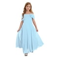thumbnail image 2 of iiniim Kids Flower Girls Off Shoulder Chiffon Junior Bridesmaid Wedding Pageant Formal Ball Gown Maxi Dress Light Blue 10, 2 of 7