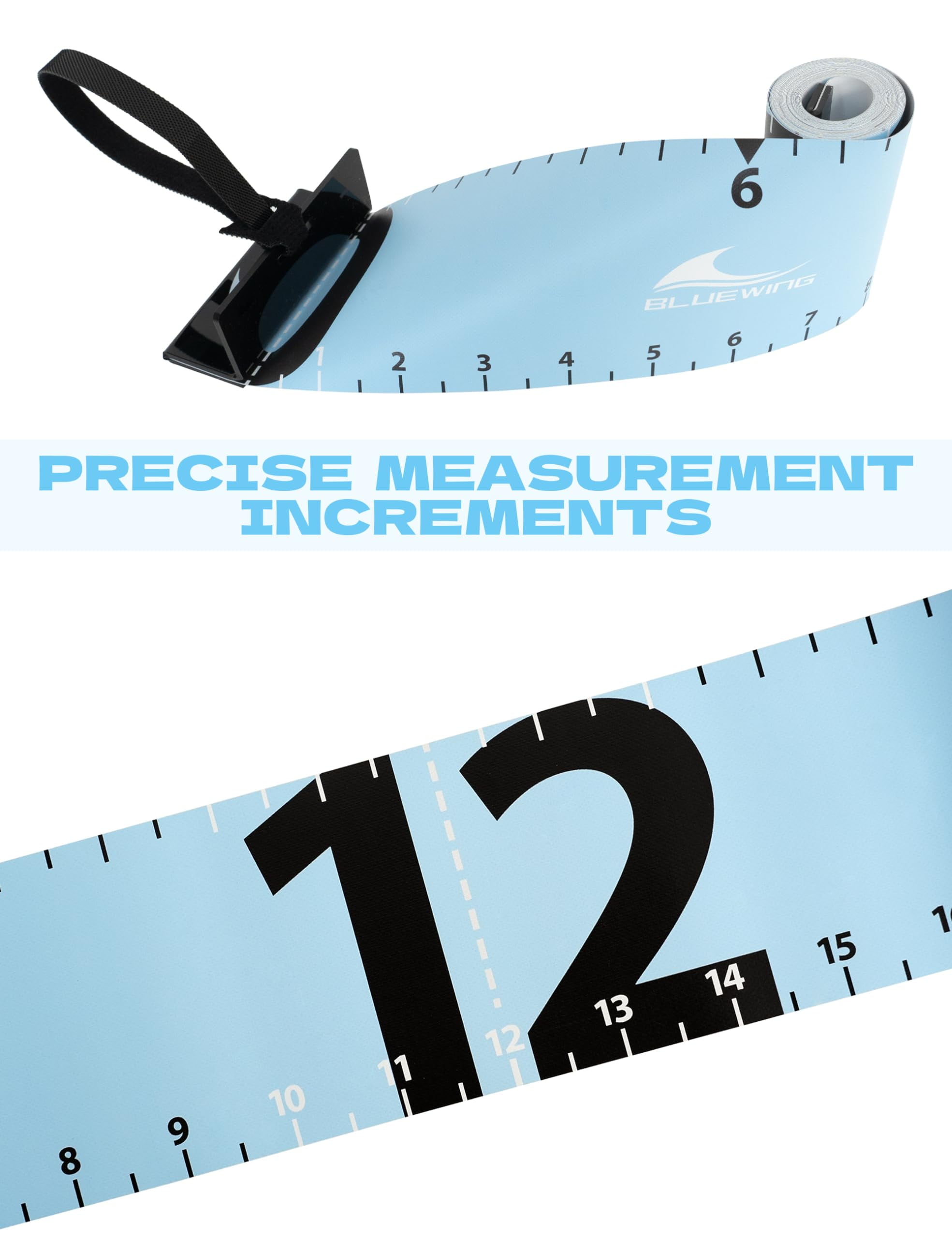 BLUEWING 96" Fishing Ruler Portable Roll Up Fishing Ruler Folding Fish Measuring Tape with Bump Board Waterproof Fishing Measurement Tool