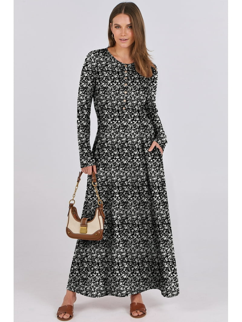 Luniro Women Fall Maxi Dresses Long Sleeve A-Line Flowy Fit & Flare 2025 Buttons Dress with Pockets - Walmart.com Luniro Women Fall Maxi Dresses Long Sleeve A-Line Flowy Fit & Flare 2025 Buttons Dress with Pockets - Walmart.com