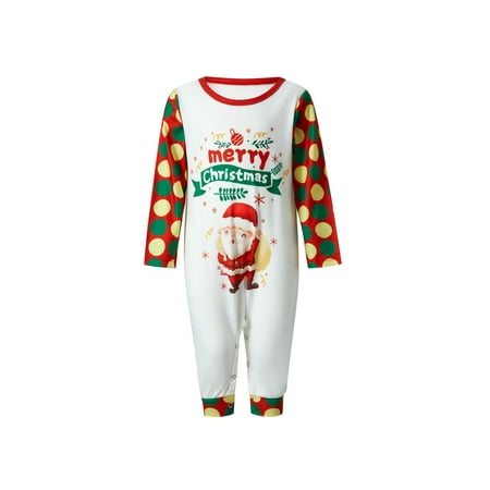 

Gureui Matching Family Christmas Parent-child Outfit Casual Santa Claus Dot Printing Long Sleeve Round Collar Holiday Sleepwear for Mom/Dad/Kid/Baby/Dog