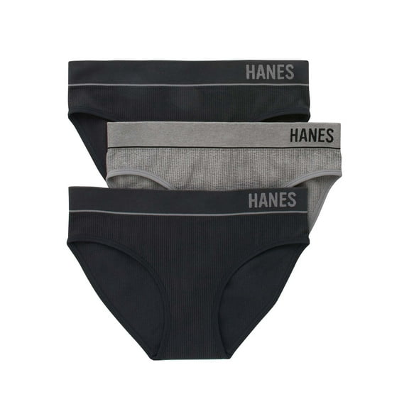 Hanes Originals Women's Seamless Rib Bikini Underwear, 3-Pack