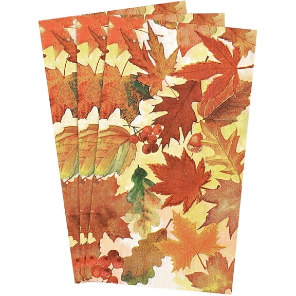 Caltero Fall Paper Napkins 3 Ply Disposable Paper Thanksgiving Napkins Maple Leaves Dinner Napkins for Fall Thanksgiving Holiday Party, 100 Pcs