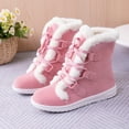 thumbnail image 4 of Pink Boots for Women TKYCMSUAKI Women's Plush Ankle Boots, Lace-up Combat Flat Fashion Booties Low Heel Pull On Booties Winter Slip On Comfortable Cute Stylish Casual Short Booties Shoes, 4 of 10