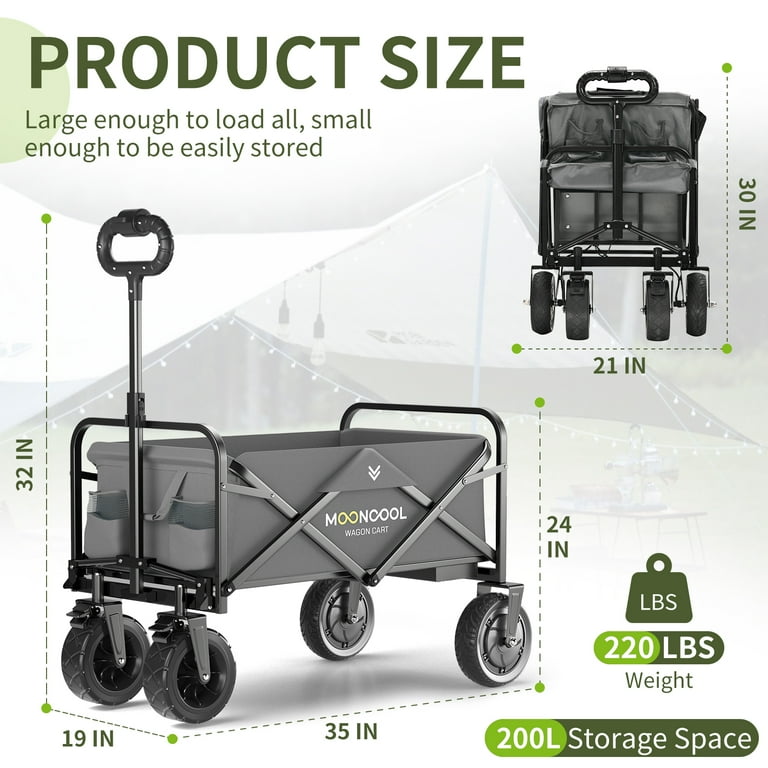 Slsy Electric Foldable Wagon Collapsible with 8 inch All-Terrain Wheel, Pure Electric Drive Wagon w/ 500W Motor for Camping, Garden, Shopping, Heavy