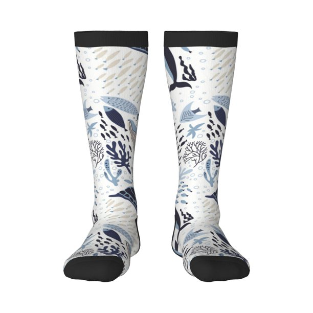 Fotbe Sea Animal Calcetas Divertidas Estampadas para Hombre y Mujer, Calcetas de Algodón hasta la Rodilla para Caminar, Correr, Enfermería y Embarazo