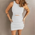 thumbnail image 2 of IROINNID Women's Sleeveless Sheath Dress Fashion Summer Fold Slimming Mini Dress Round Neckline Short Women Dress, 2 of 6