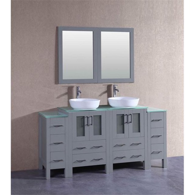 Mercury Import Group AGR224BWLCWG2S 72 in. Bosconi Double Vanity Set - Gray