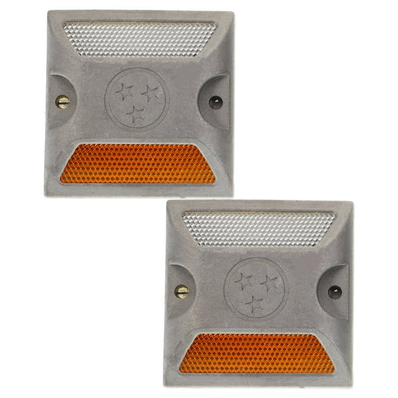 LOLIPPYY 2Pcs Light Grey Aluminum Roadside Reflectors for Pavement Driveway Markers No Wiring Needed