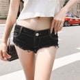 thumbnail image 2 of DHFJKG Women's Jean Shorts Sexy Low Rise Row Hem Flat Front Denim Micro Shorts Nightclub Hot Pants Comfortable Bottoms, 2 of 6