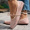 thumbnail image 6 of Wensltd Women's Floral Lace Bow Mary Jane Flats Elastic Strap Flat Shoes Daily Walking Soft Ballet Flats Pink, 6 of 8