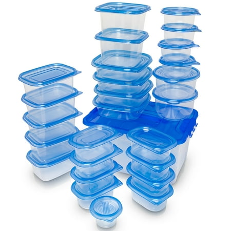 Lux Decor Collection Food Storage Containers Blue - Plastic Containers | BPA Free | Stackable | Microwave/Dishwasher/Freezer Safe ( 54