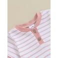 thumbnail image 4 of Baby 2 Piece Outfits Summer Striped Short Sleeve Romper and Elastic Shorts Set for Toddler Newborn Girl Boy, 4 of 13