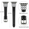 thumbnail image 6 of REQO Compatible with Apple Watch 49mm 46mm 42mm 45mm 41mm 44mm 40mm 38mm, Women Soft Leather with Shining Pearls Strap for iWatch Series 10/9 / 8/7 / 6/5 / 4/3 / SE/Ultra, 6 of 8