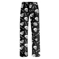 thumbnail image 4 of Yuaguia Women Halloween Skull & Bone Print Pajama Pants, Elastic Waist Wide Leg Loose Sleep Lounge Pants, No Drawstring Soft Casual Fall Home Loungewear Bottoms ,Black M, 4 of 9