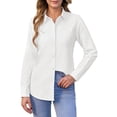thumbnail image 5 of Siliteelon Womens Button Down Shirt Long Sleeve Oxford Cotton Blouse Classic Fit Wrinkle Resistant Office Work Top with Pocket, 5 of 7