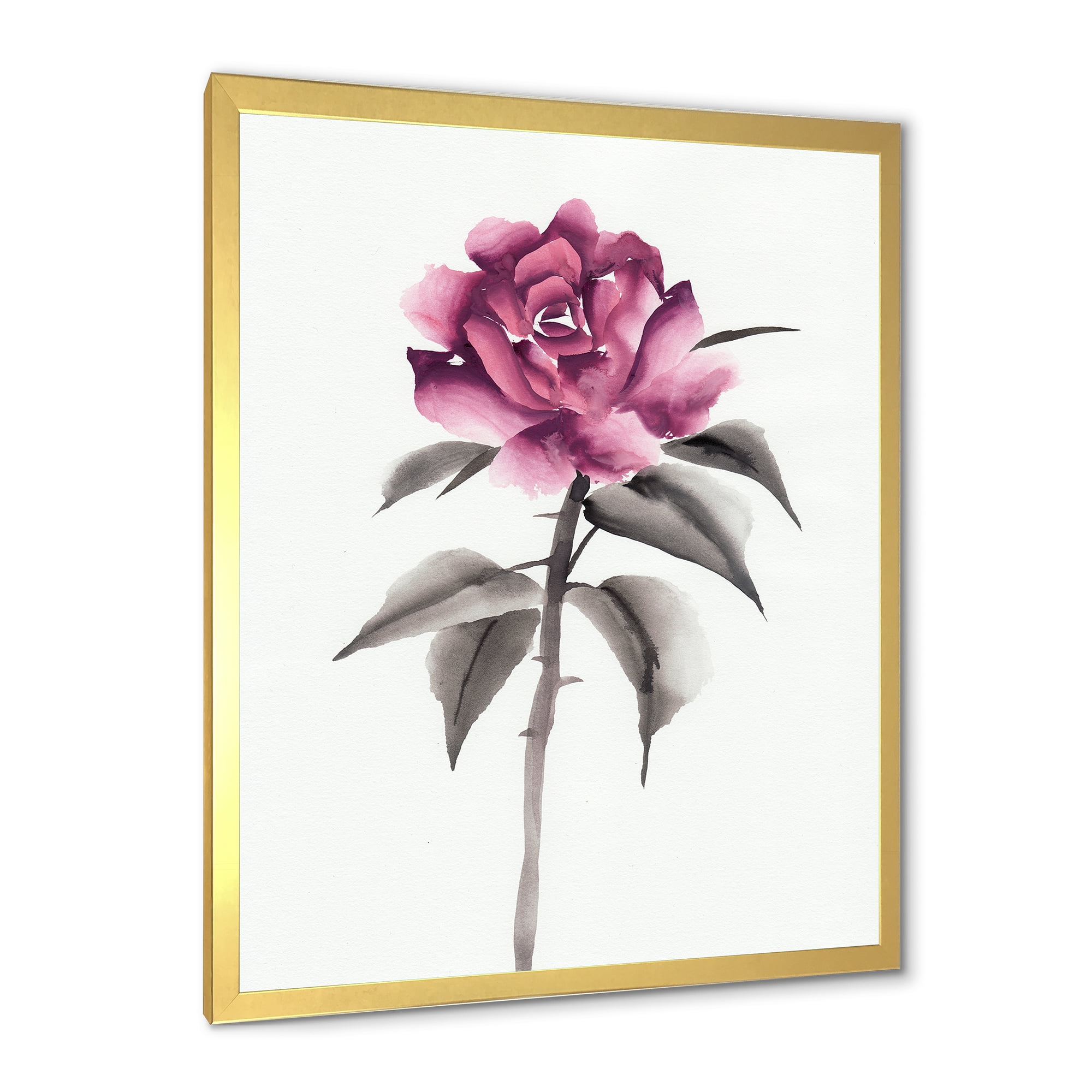 Designart 'Ancient Pink Rose Flower' Traditional Framed Art Print