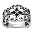 thumbnail image 1 of Oxidized Filigree Cross Fleur De Lis Ring .925 Sterling Silver Band Jewelry Female Male Size 10, 1 of 4
