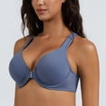 thumbnail image 4 of MELENECA Women's Racerback Front Closure Bras Plunge Unlined Full Coverage Seamless Underwire Bra Slate Blue 46DD, 4 of 7