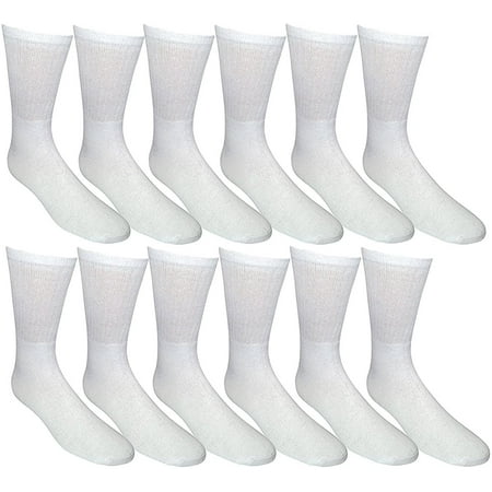 

12 Pairs Value Pack of Wholesale Sock Deals Womens Ringspun Cotton Athletic Socks Sports Crew Socks White 9-11